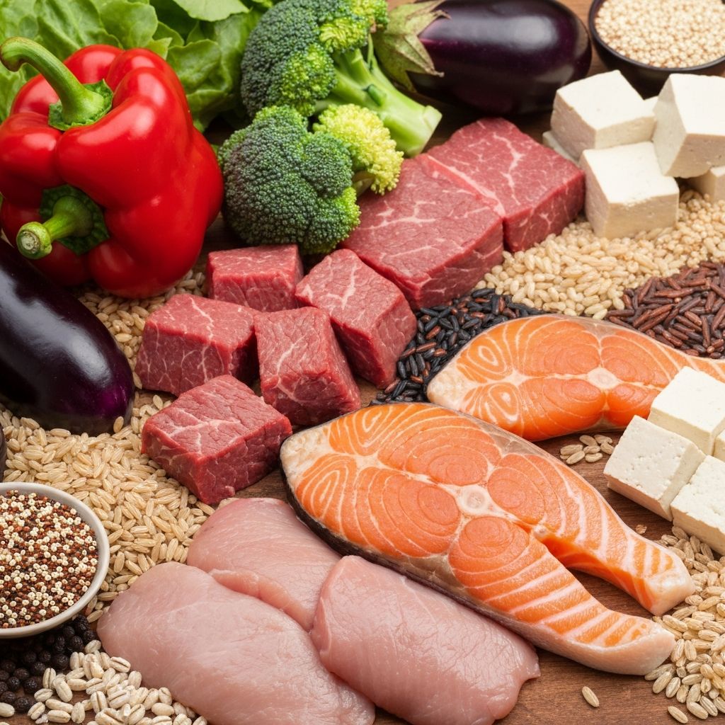 Diverse food sources showing fuel variety